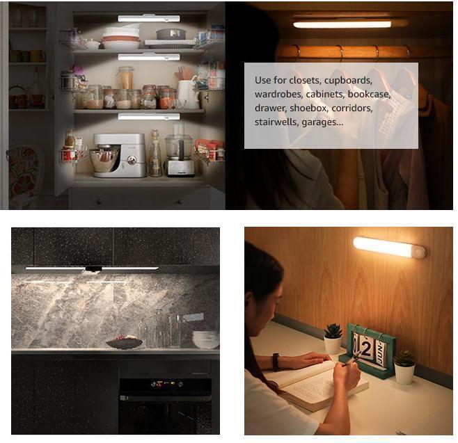 "LED Motion Sensor Cabinet Light – USB Rechargeable Magnetic Strip Lamp for Closets & Drawers"
