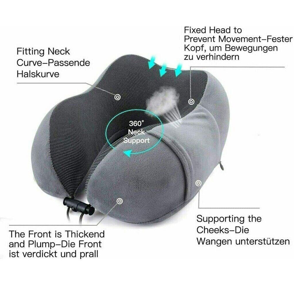 Memory Foam U Shaped Travel Pillow Neck Support Soft Head Rest Car Plane Cushion