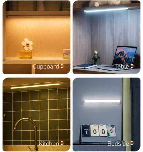 "LED Motion Sensor Cabinet Light – USB Rechargeable Magnetic Strip Lamp for Closets & Drawers"