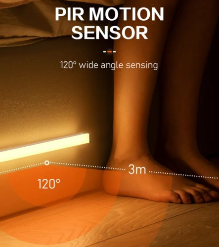 "LED Motion Sensor Cabinet Light – USB Rechargeable Magnetic Strip Lamp for Closets & Drawers"
