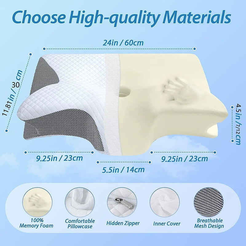 "2-in-1 Memory Foam Cervical Pillow – Ergonomic Orthopedic Contour for Neck Pain Relief"