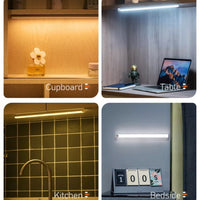 "LED Motion Sensor Cabinet Light – USB Rechargeable Magnetic Strip Lamp for Closets & Drawers"