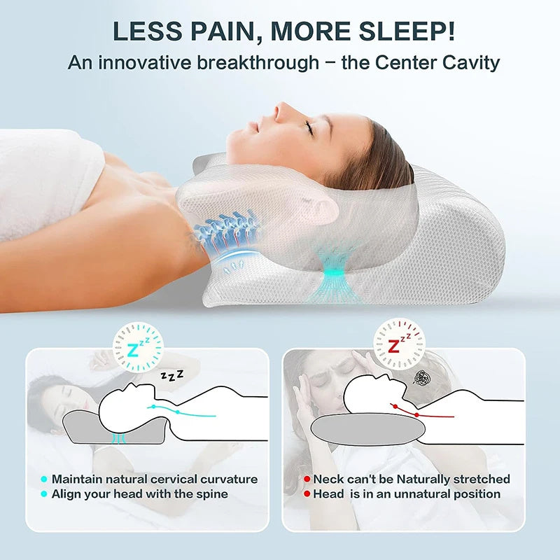 "2-in-1 Memory Foam Cervical Pillow – Ergonomic Orthopedic Contour for Neck Pain Relief"