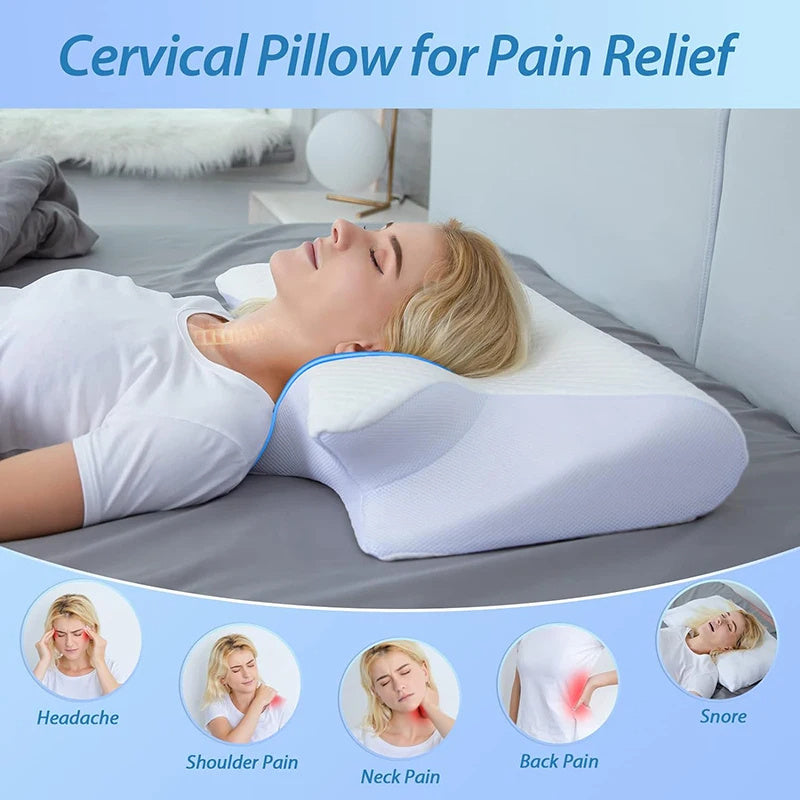 "2-in-1 Memory Foam Cervical Pillow – Ergonomic Orthopedic Contour for Neck Pain Relief"